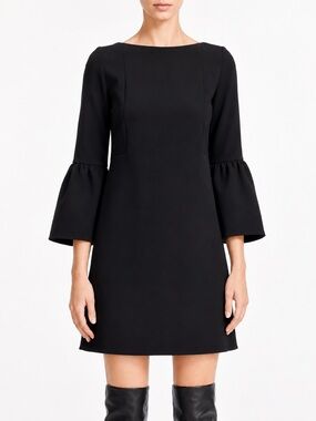 Lafayette 148 NY Marissa Bell Sleeve Shift Dress Black Size M